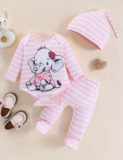 Children's Elephant Print Long-Sleeve Bodysuit