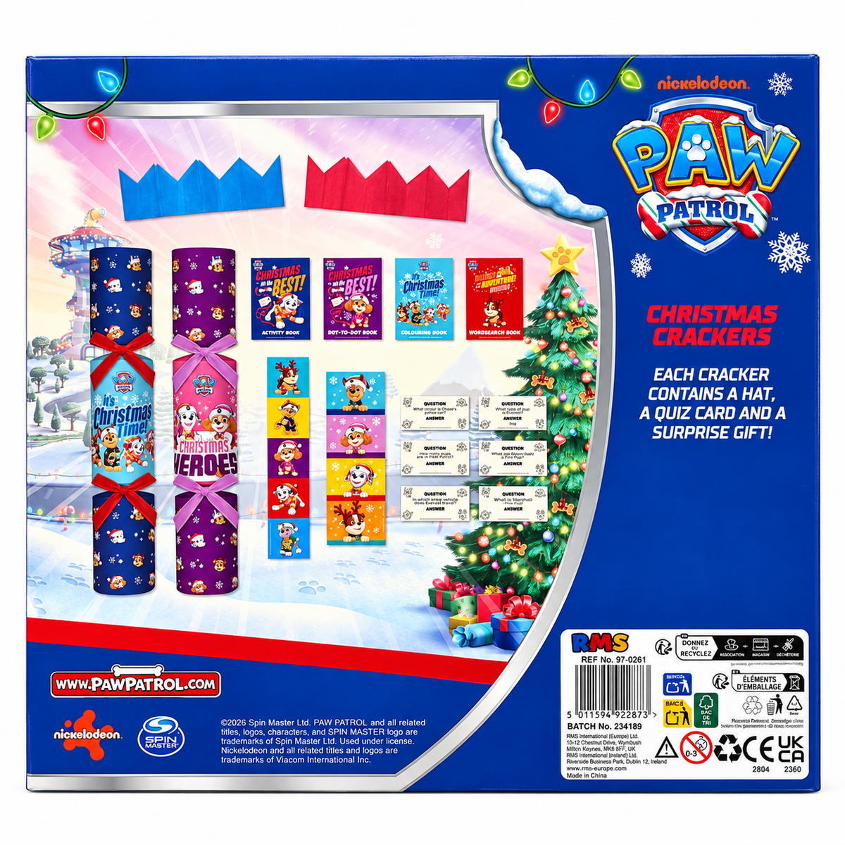 Paw patrol christmas crackers - pack of 6