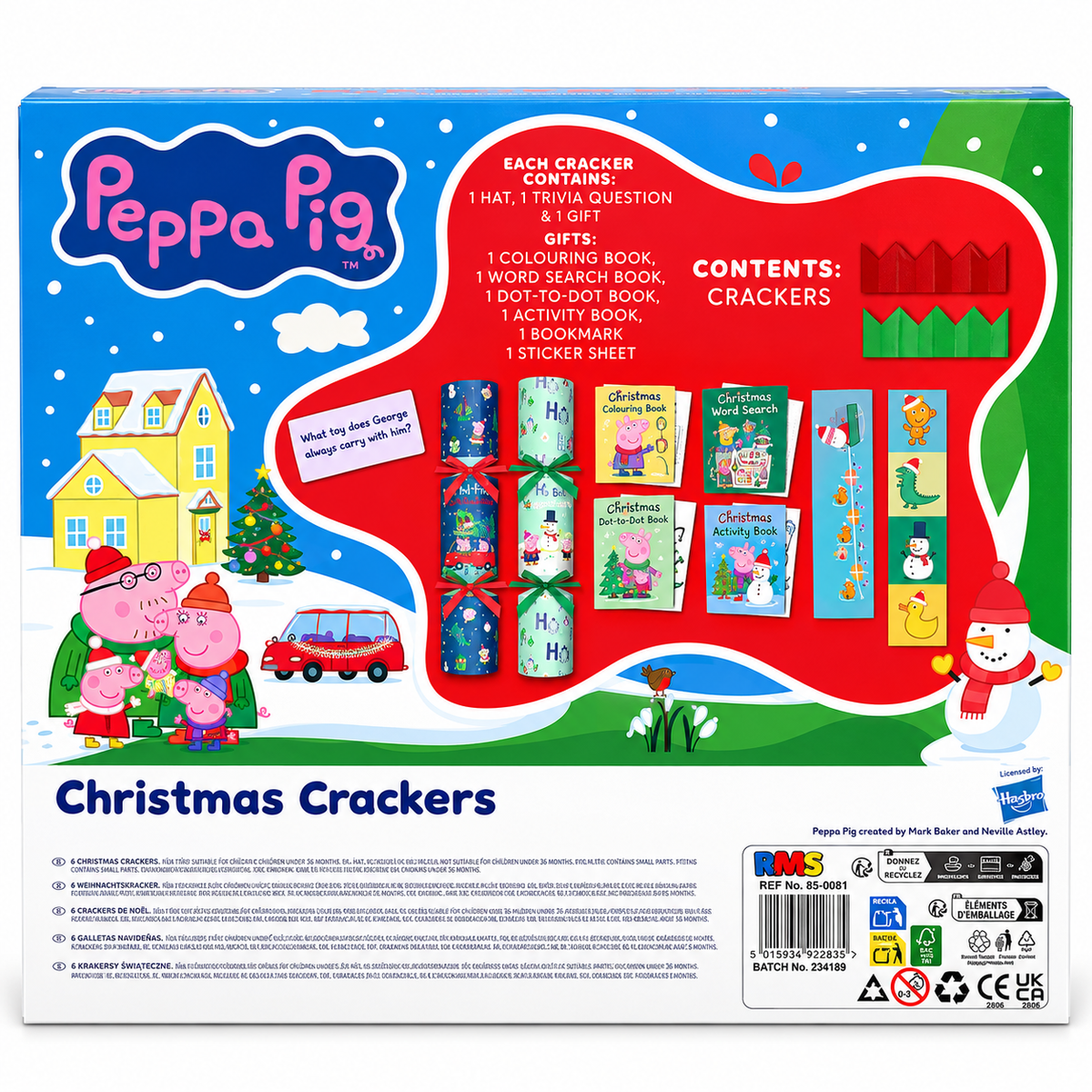 Peppa pig christmas crackers - pack of 6