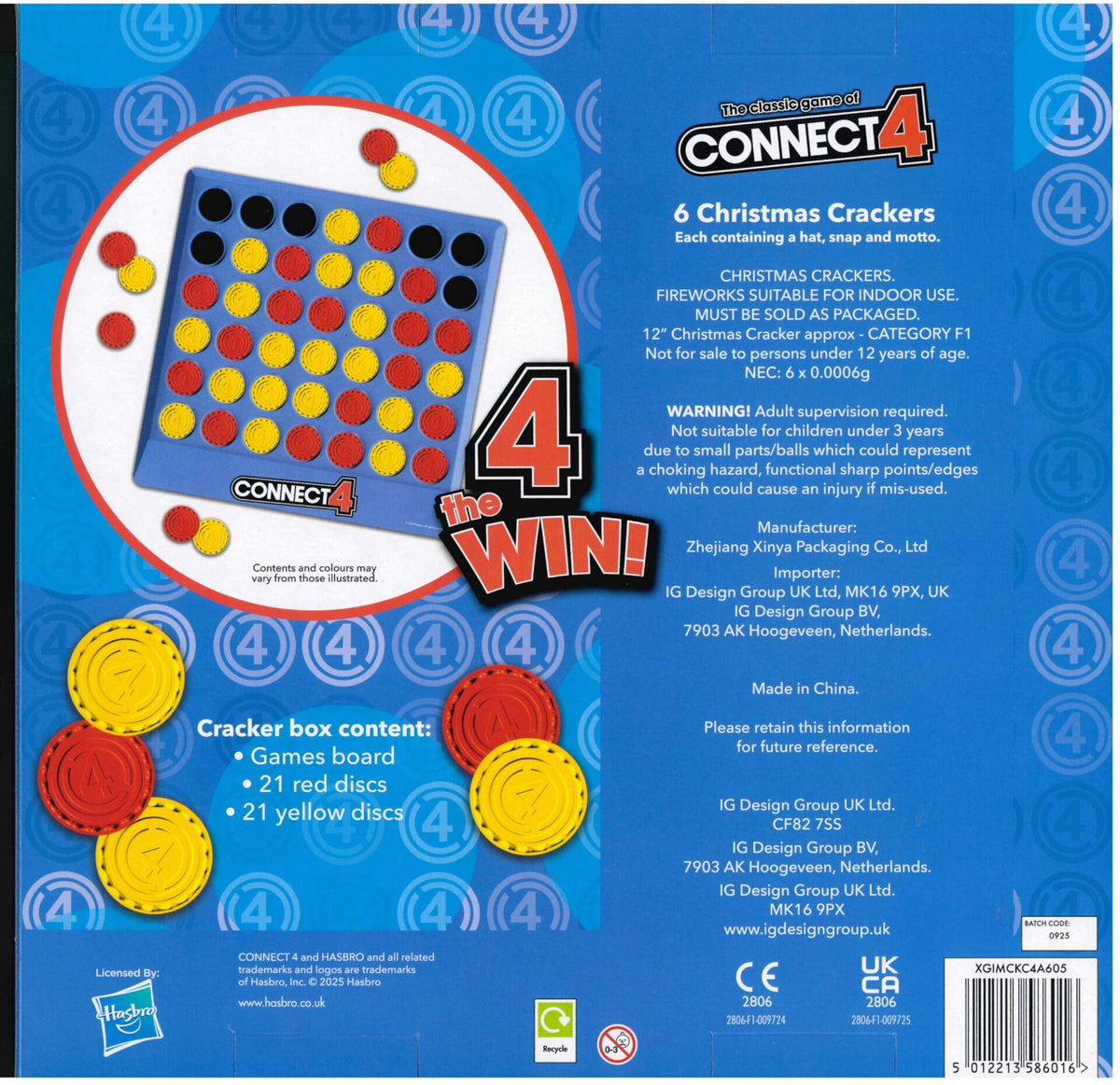 Officially licensed Connect 4 christmas crackers game