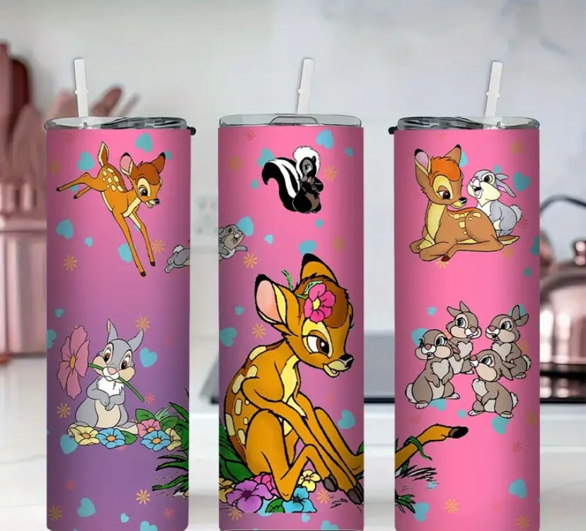 Bambi and friends pink 20oz tumbler