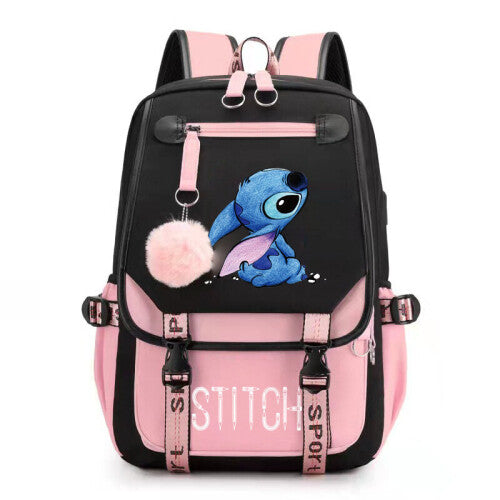 Stitch Backpack With Usb Charge Port