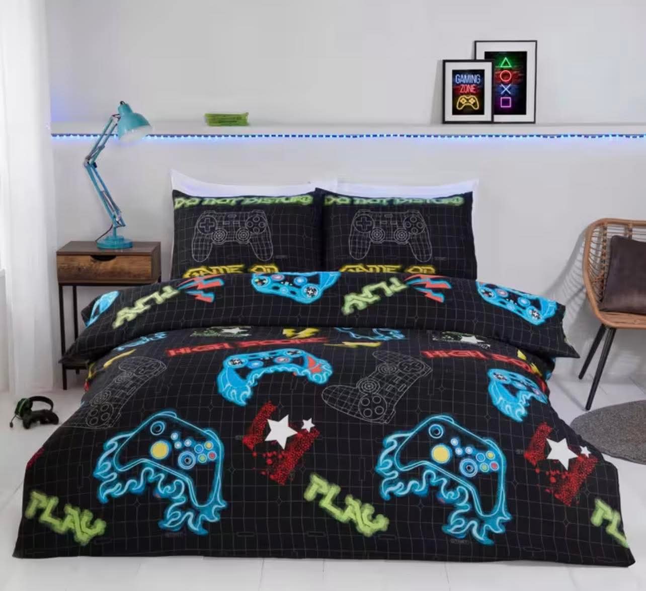 Neon Gamer Zone Double Bedding Set