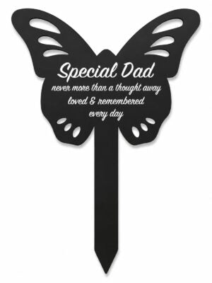 Dad Memorial Butterfly Stake for Grave – Metal Graveside Memorial Plaque,