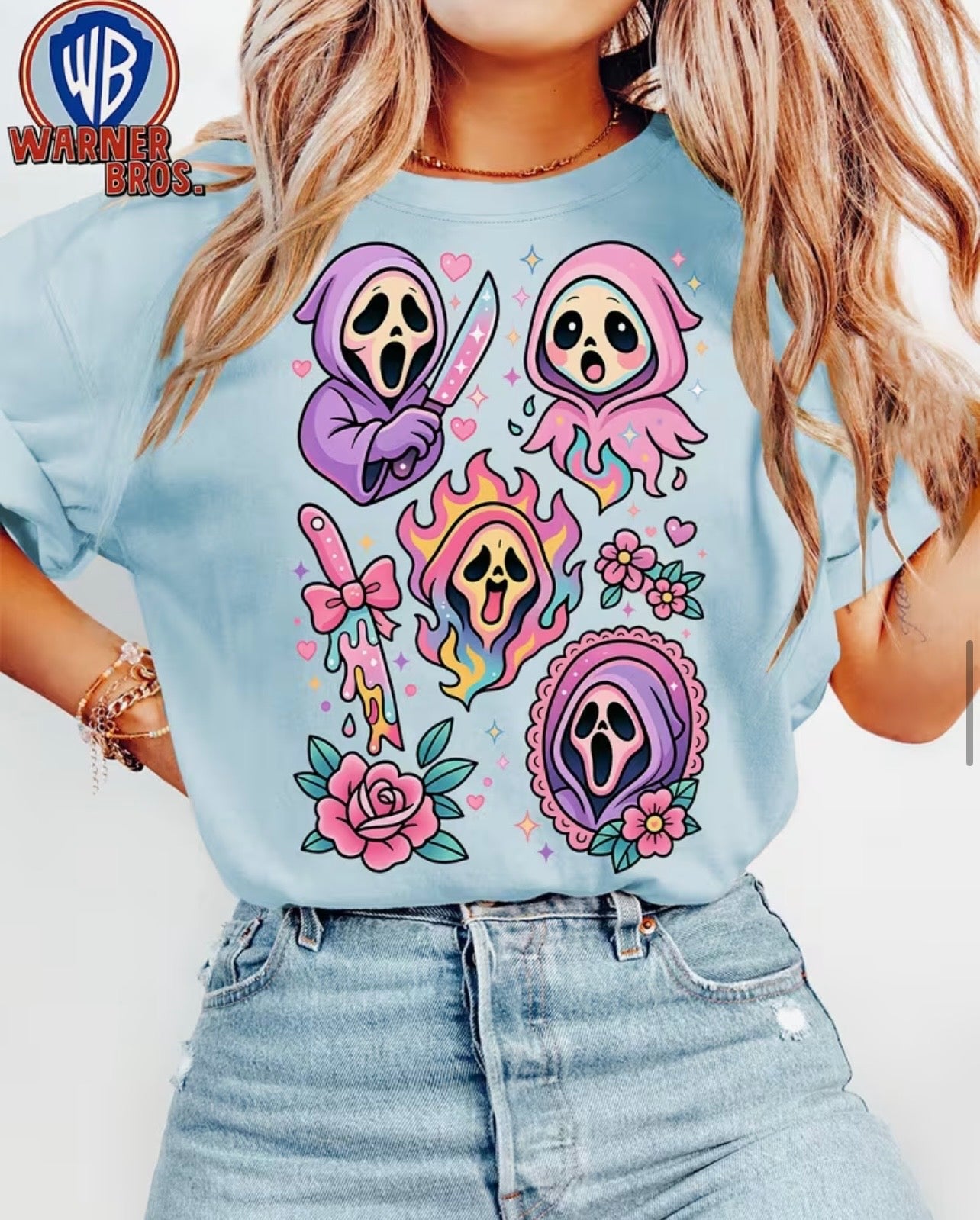 Women's 90s Retro Cartoon Killer Print Plus Size Top