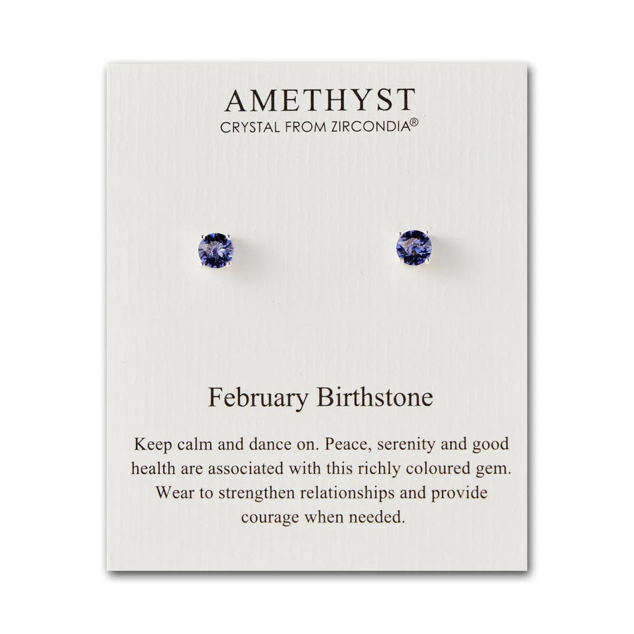 February (Amethyst) Birthstone Earrings