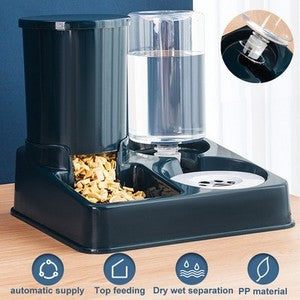 2 in1 Feeder Food Water Dispenser Bowl Automatic Dog Cat Bottle Pet Self Feeding