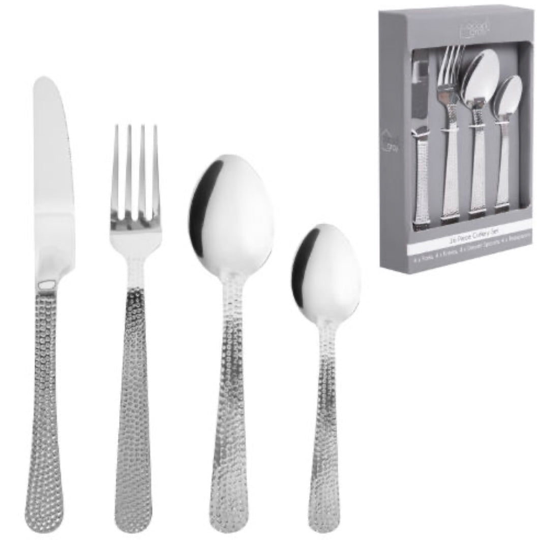 CUTLERY SET 16 PIECE HAMMERED FINISH