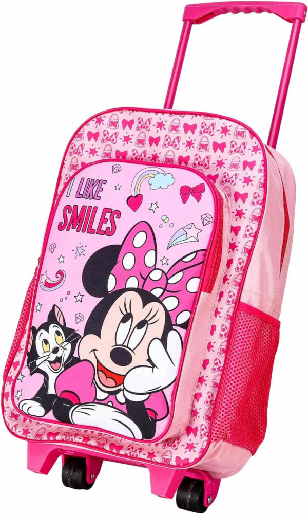 Girls Minnie Mouse Suitcase On Wheels Trolley Cabin Bag