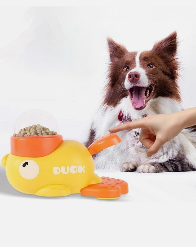 Duck Dog Food Treat Dispenser, 2-in-1 Interactive Dog Puzzle Toy &Slow Feeder