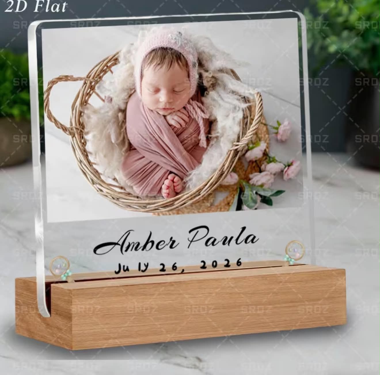 Personalised New-Born Photo Plaque Keep Sake