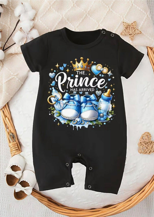 The Prince Has Arrived Letter Print Short-Sleeved Suit