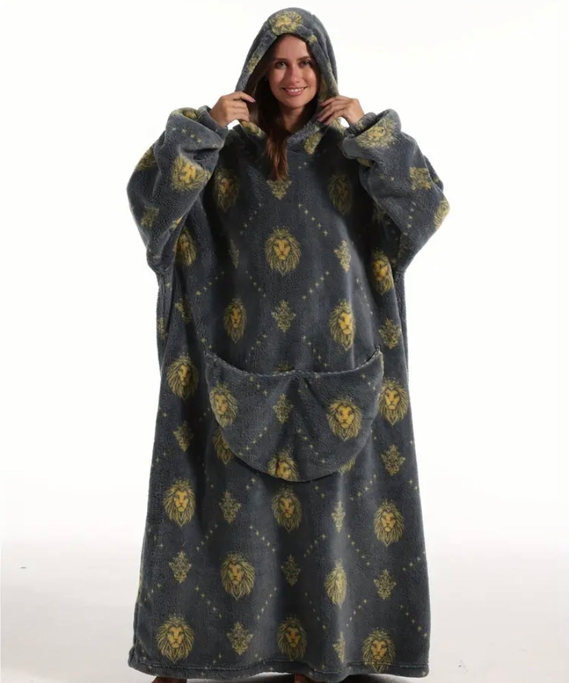 Oversized Wearable Blanket Hoodie Sherpa Fleece Lined Loungewear Long Hoodie