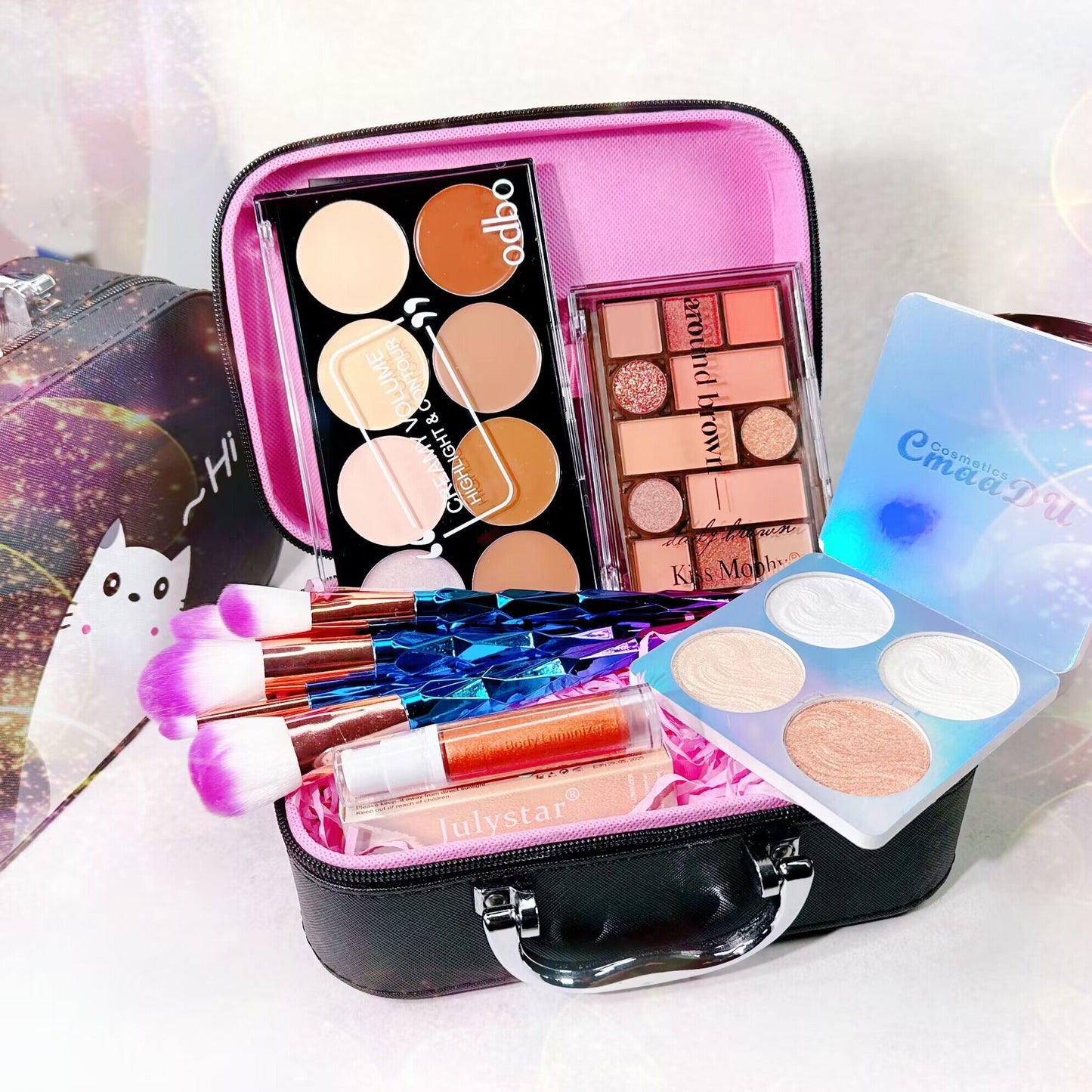 Black Makeup Case and Bronzing Set