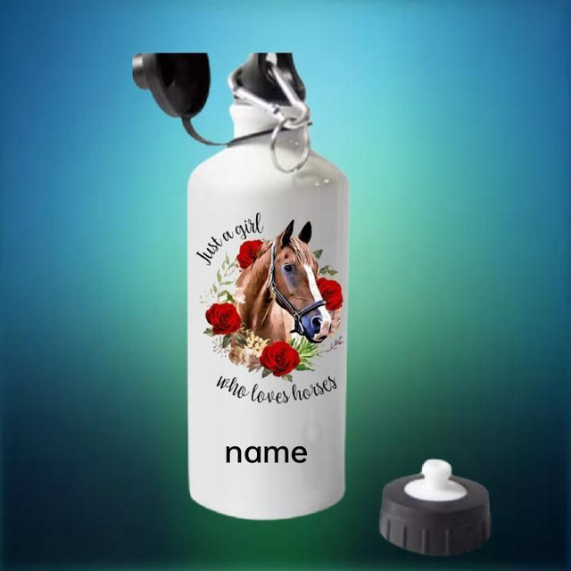 Horse water bottle with personalised name