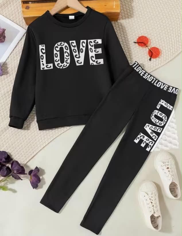 Girls Love Print 2Pcs Set