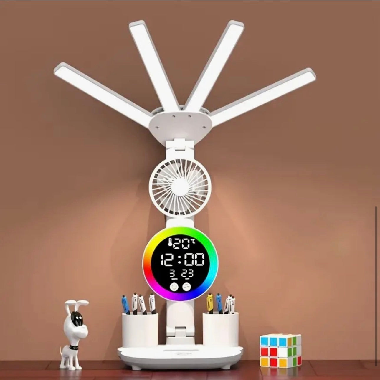 LED Folding Desk Lamp With Fan, Intelligent Touch