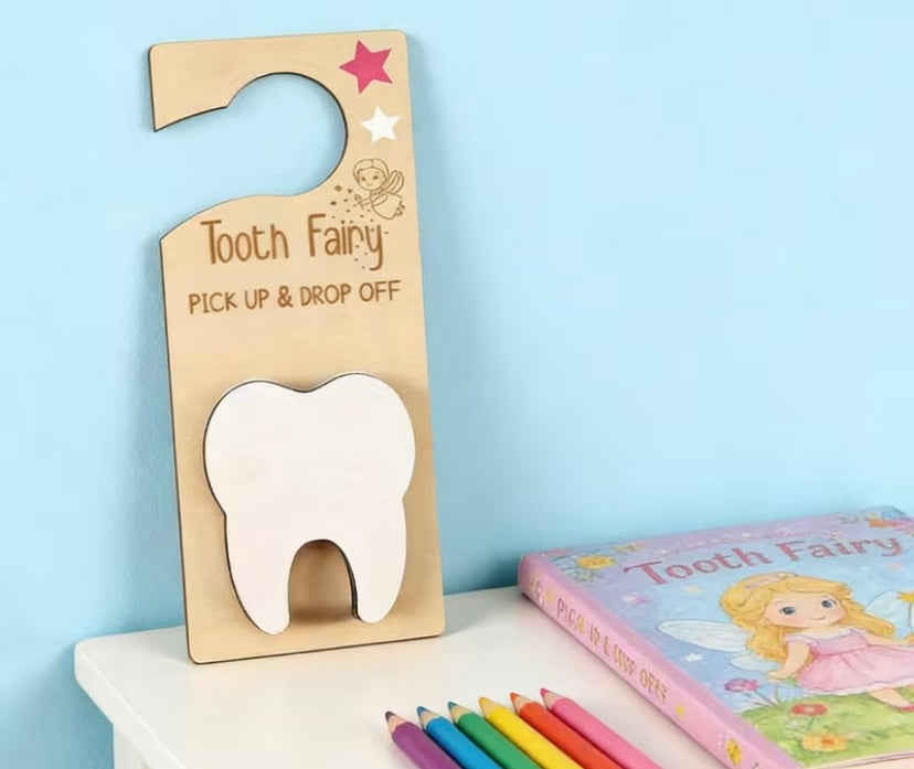 A Wooden Tooth Fairy Door Hanger