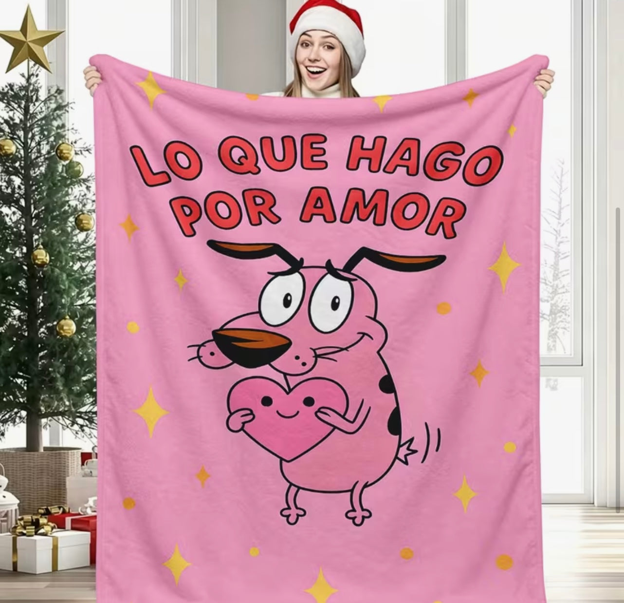 Courage The Cowardly Dog Holding Heart Blanket 150x200