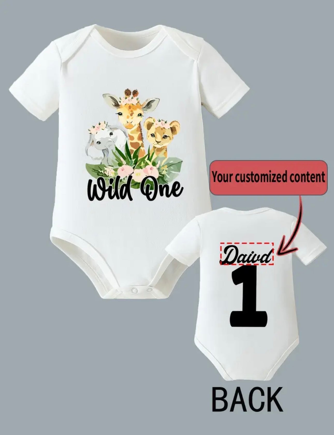 Customisable Baby Bodysuit - Wild One
