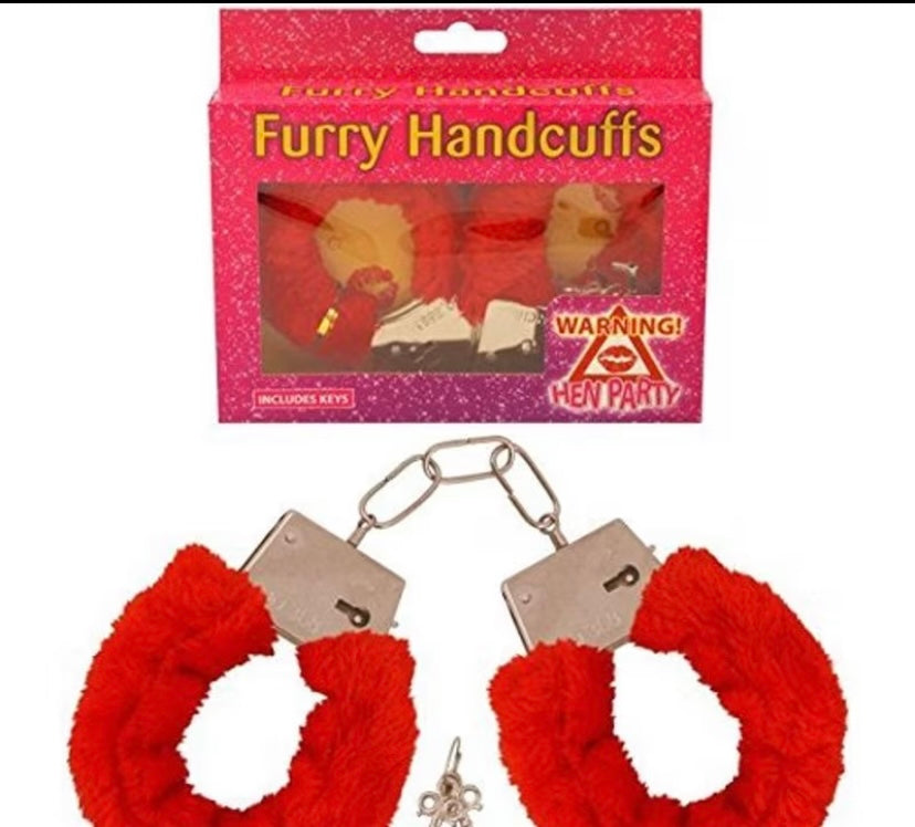 Fluffy red handcuffs