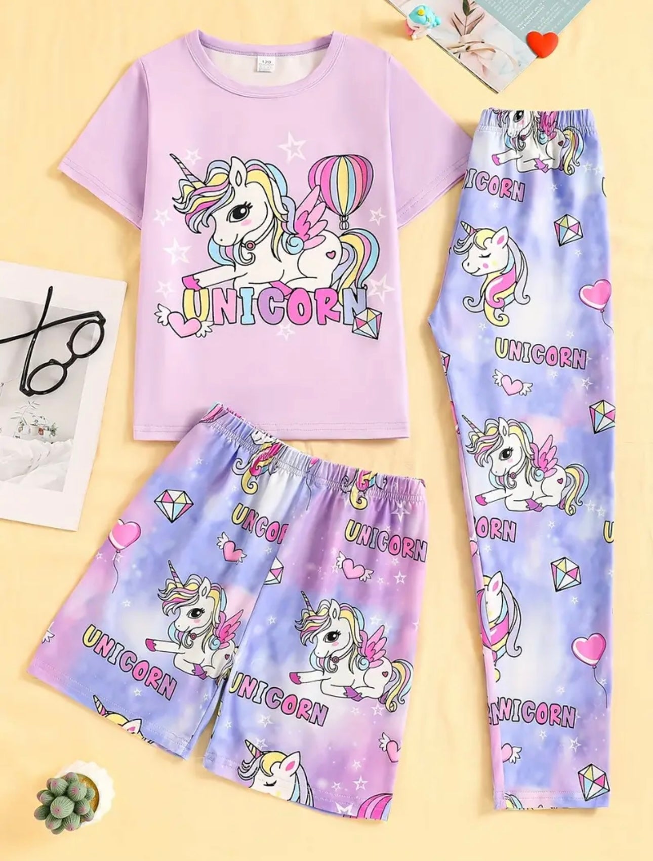 3pc unicorn pyjamas