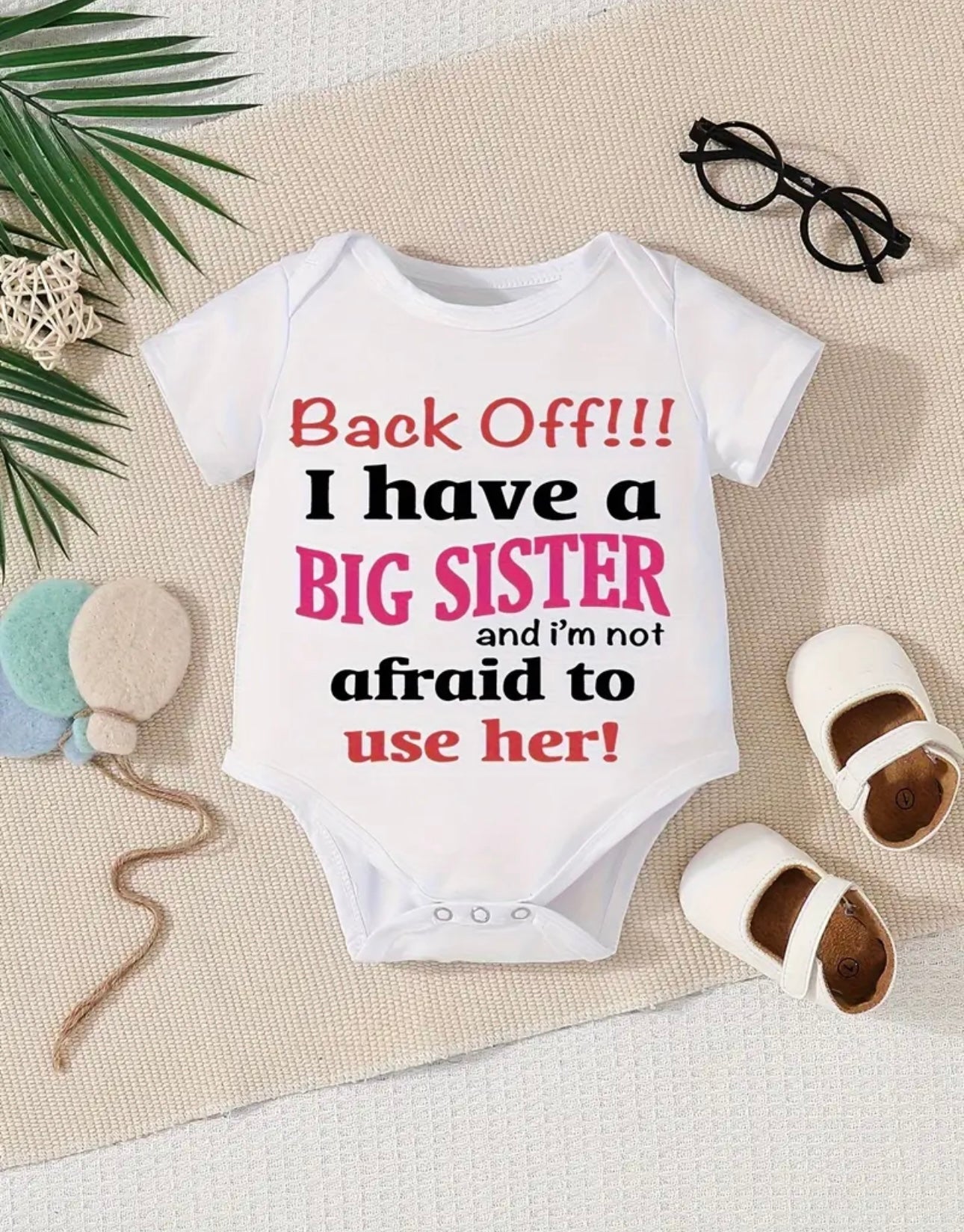 "Back Off! I Have A Big Sister" Print Bodysuit