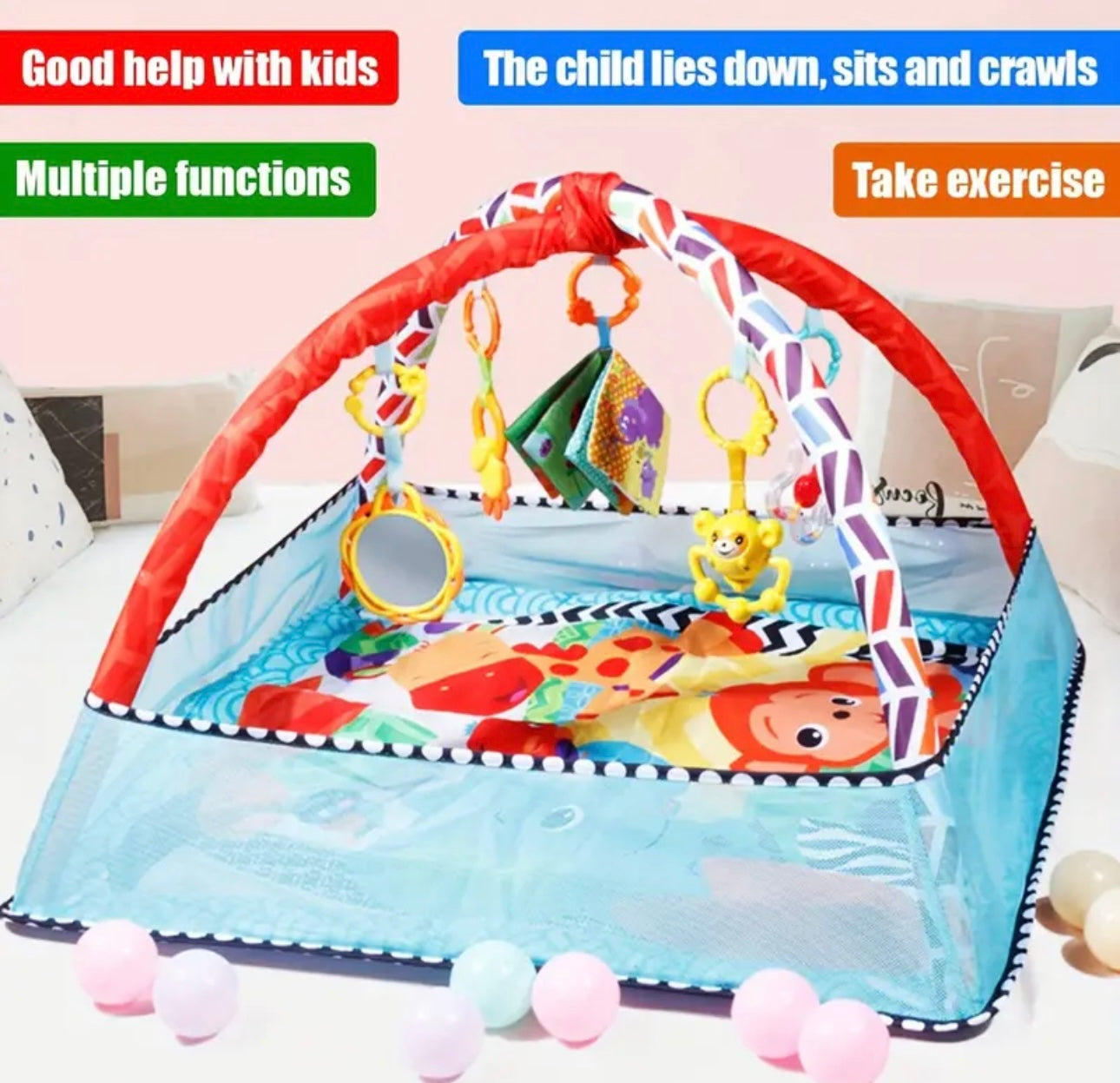 Baby Playpen Gym with Hanging Toys