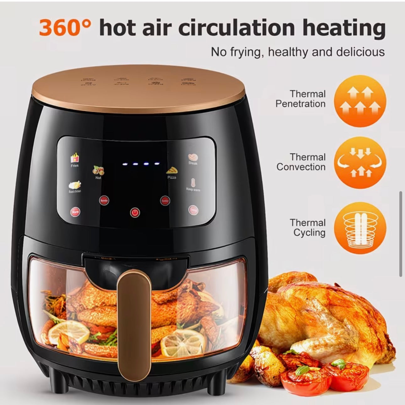 Air Fryer 6L Transparent New Large Capacity Touch Screen Multifunction