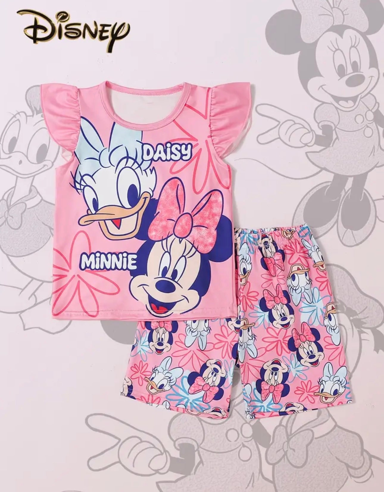 Disney Minnie and Donald Duck Print Girls' Pajama Set