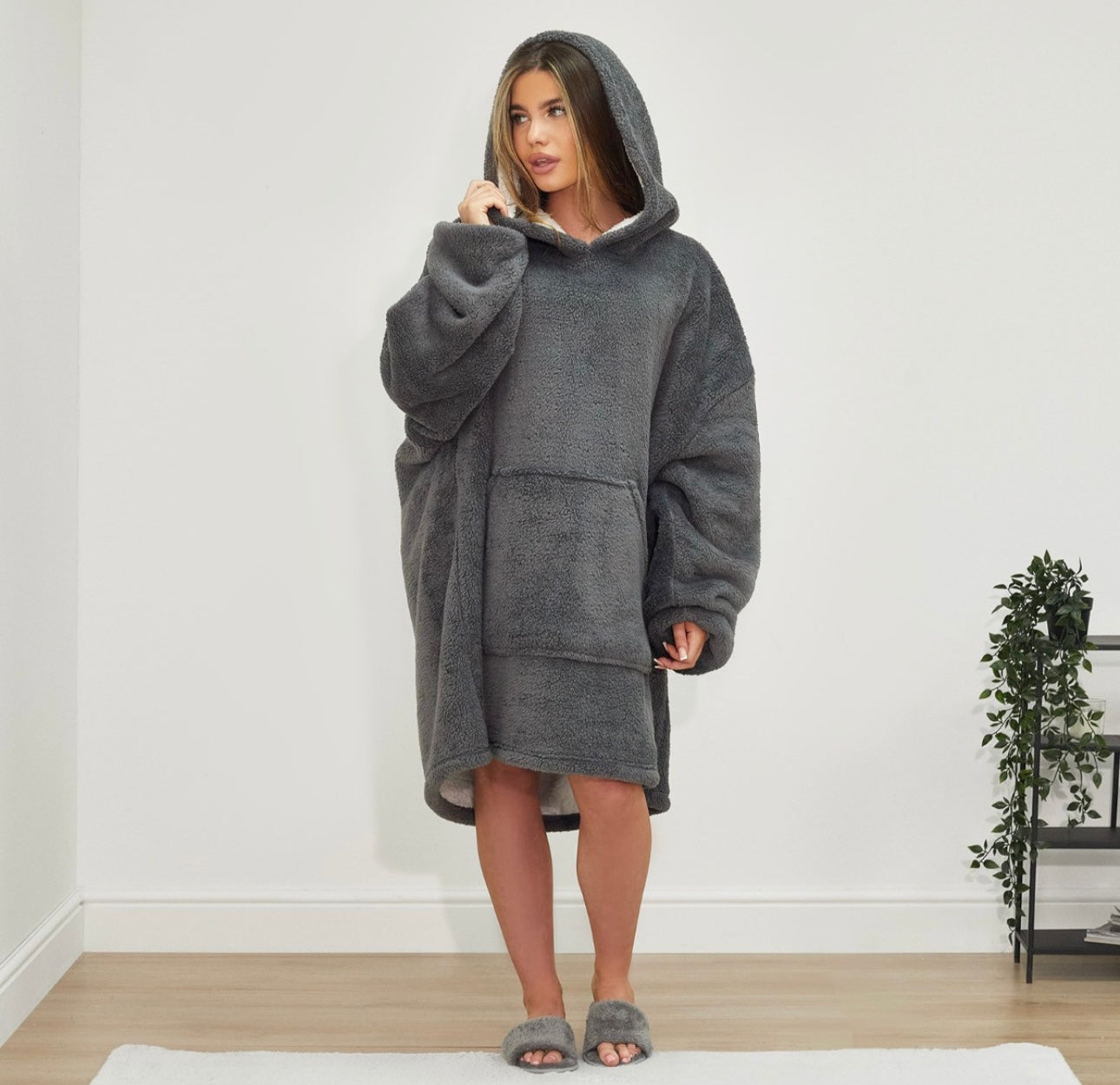 Charcoal hoodie blanket one size