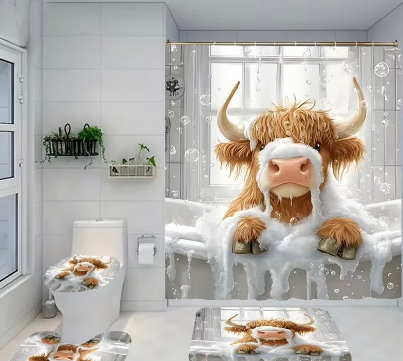 4pc highland cow bathroom set