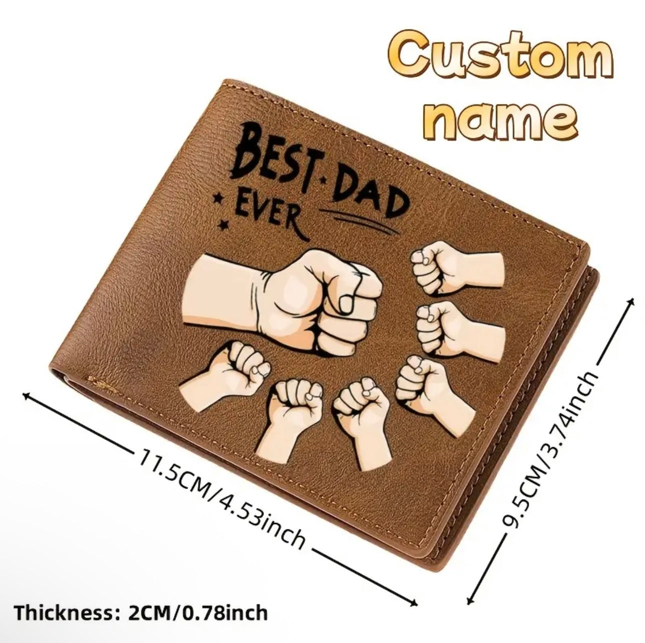 Customized Text Men's Wallet, Laser Engraved Text