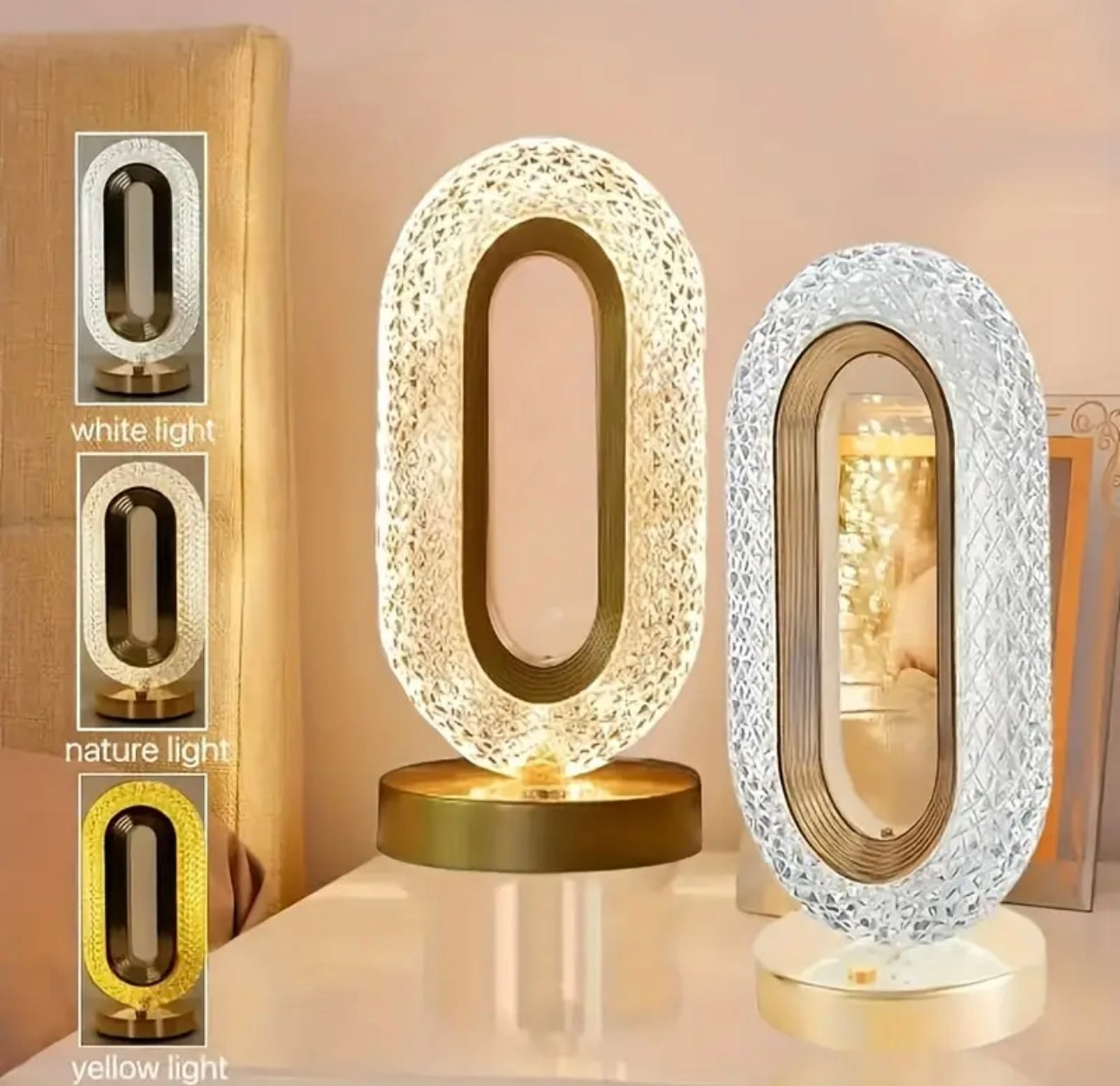 Luxury Oval Crystal Table Lamp