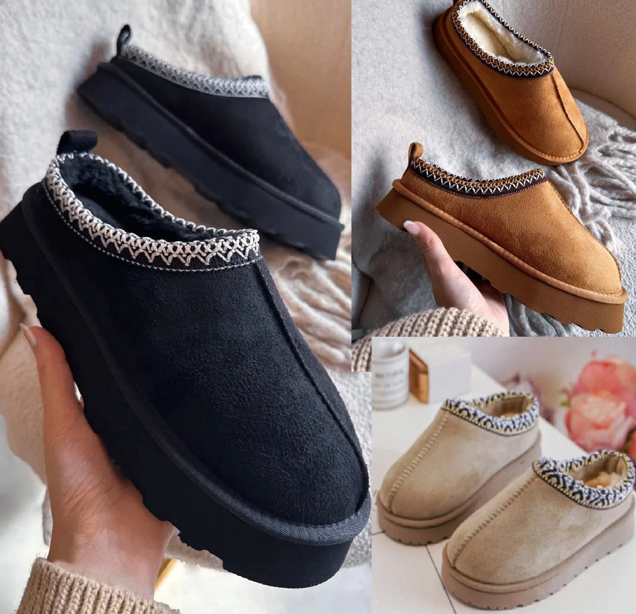 WARM FAUX FUR LINED IN OUT DOOR SLIPPERS SNUGG