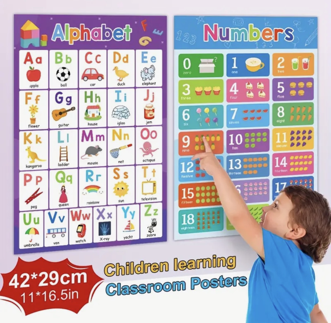 Set of 2 ABC Alphabet And Numbers 1 to 20 Posters