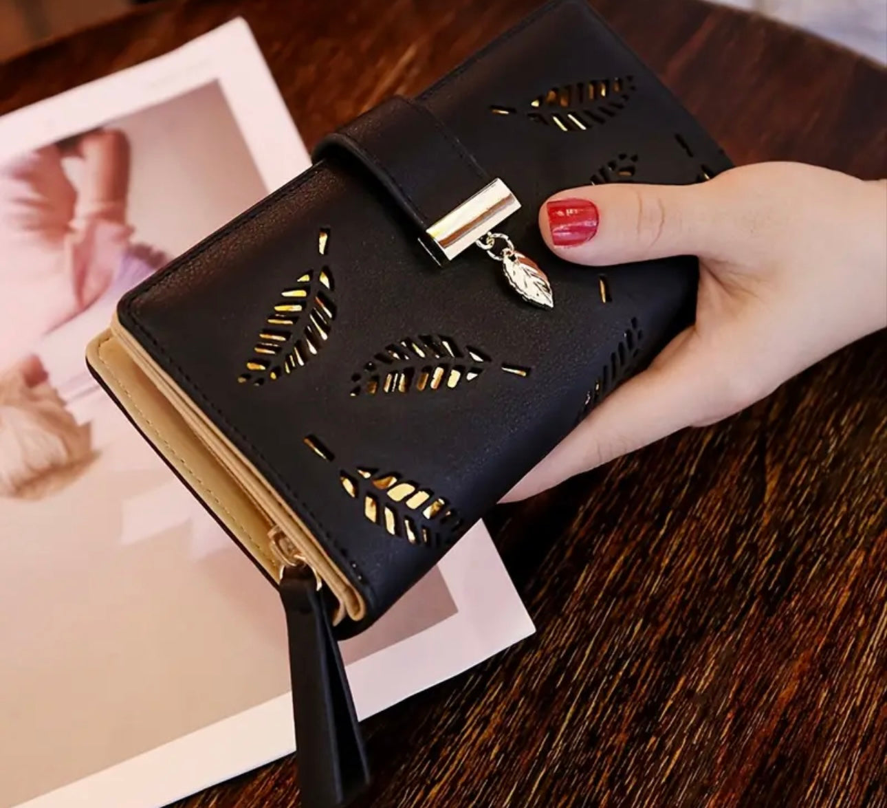 Stylish Black Leather Purse