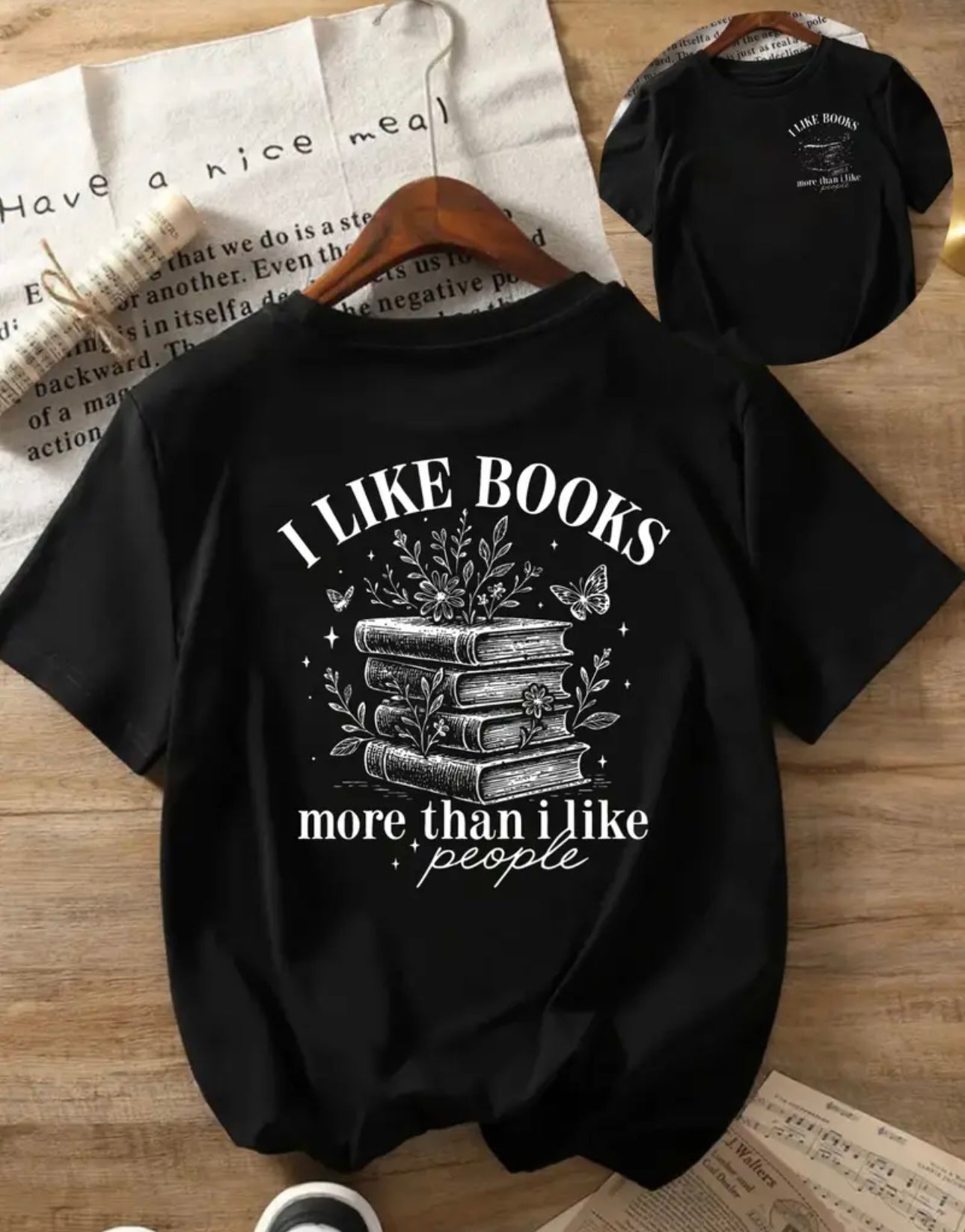Women's T-Shirt - "I Like Books More Than I Like People" Front & Back Print