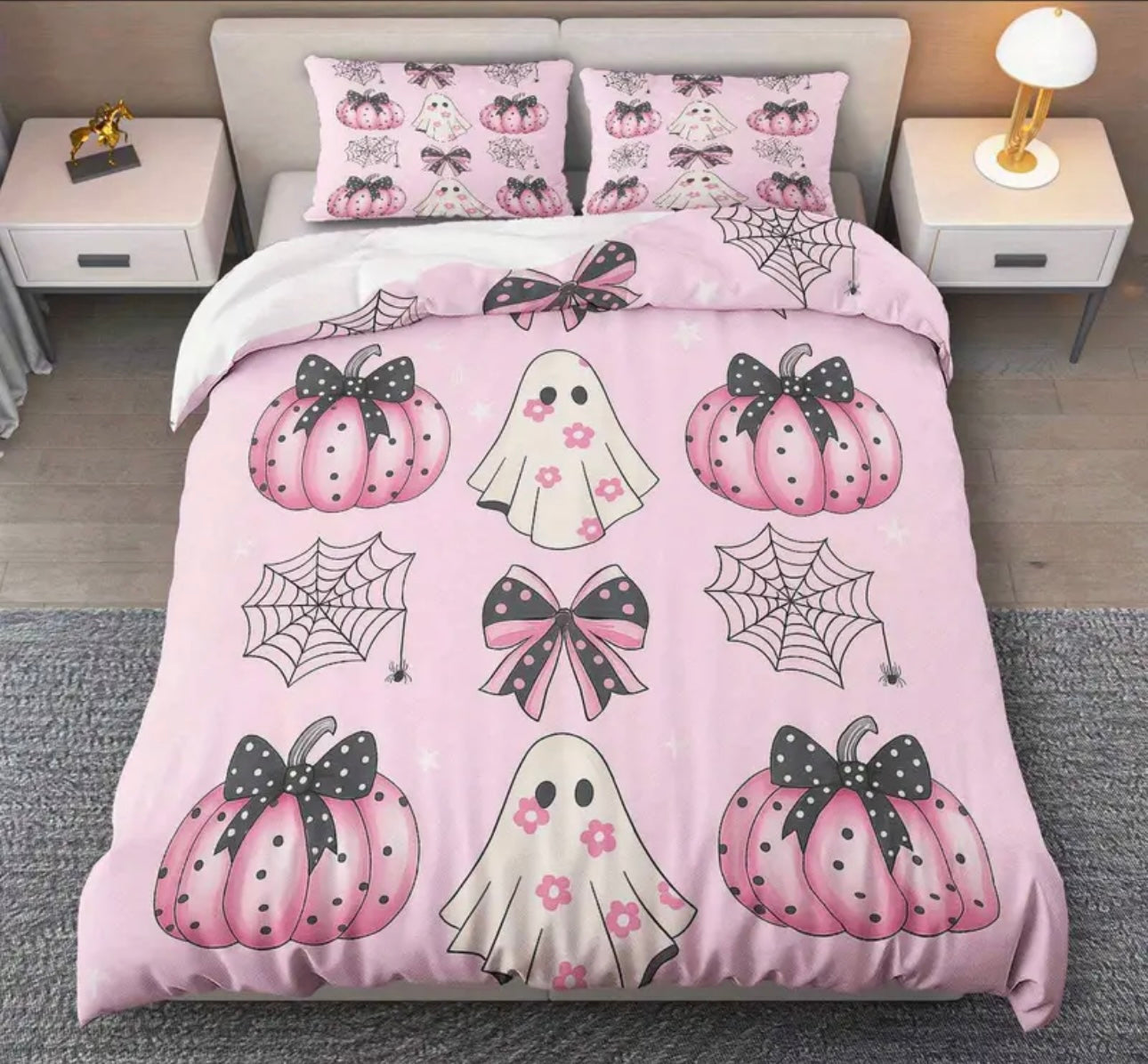 Pink Halloween Bedding Set