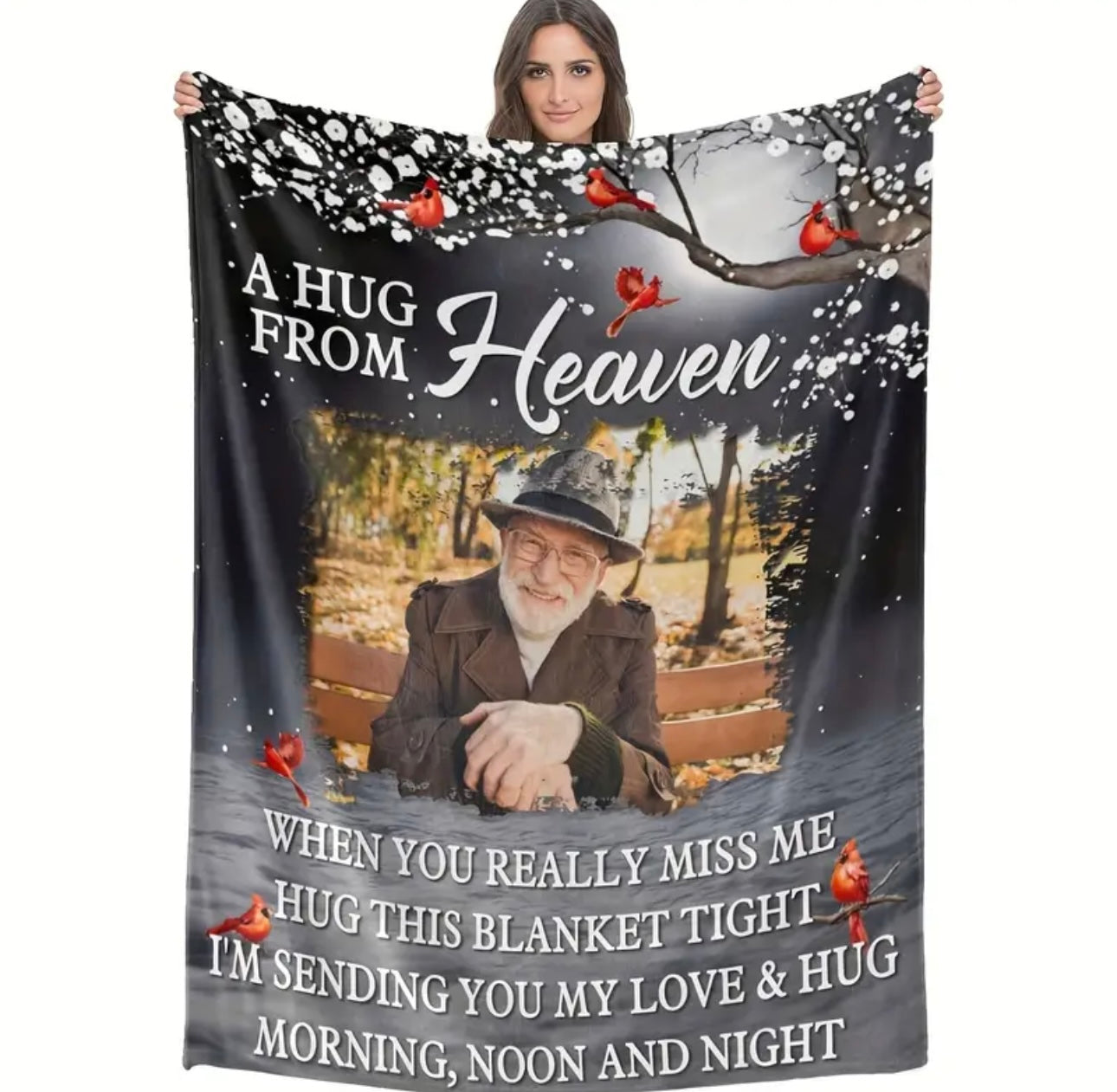 Personalised Heaven-Themed Memorial Photo Blanket 100cmx150cm