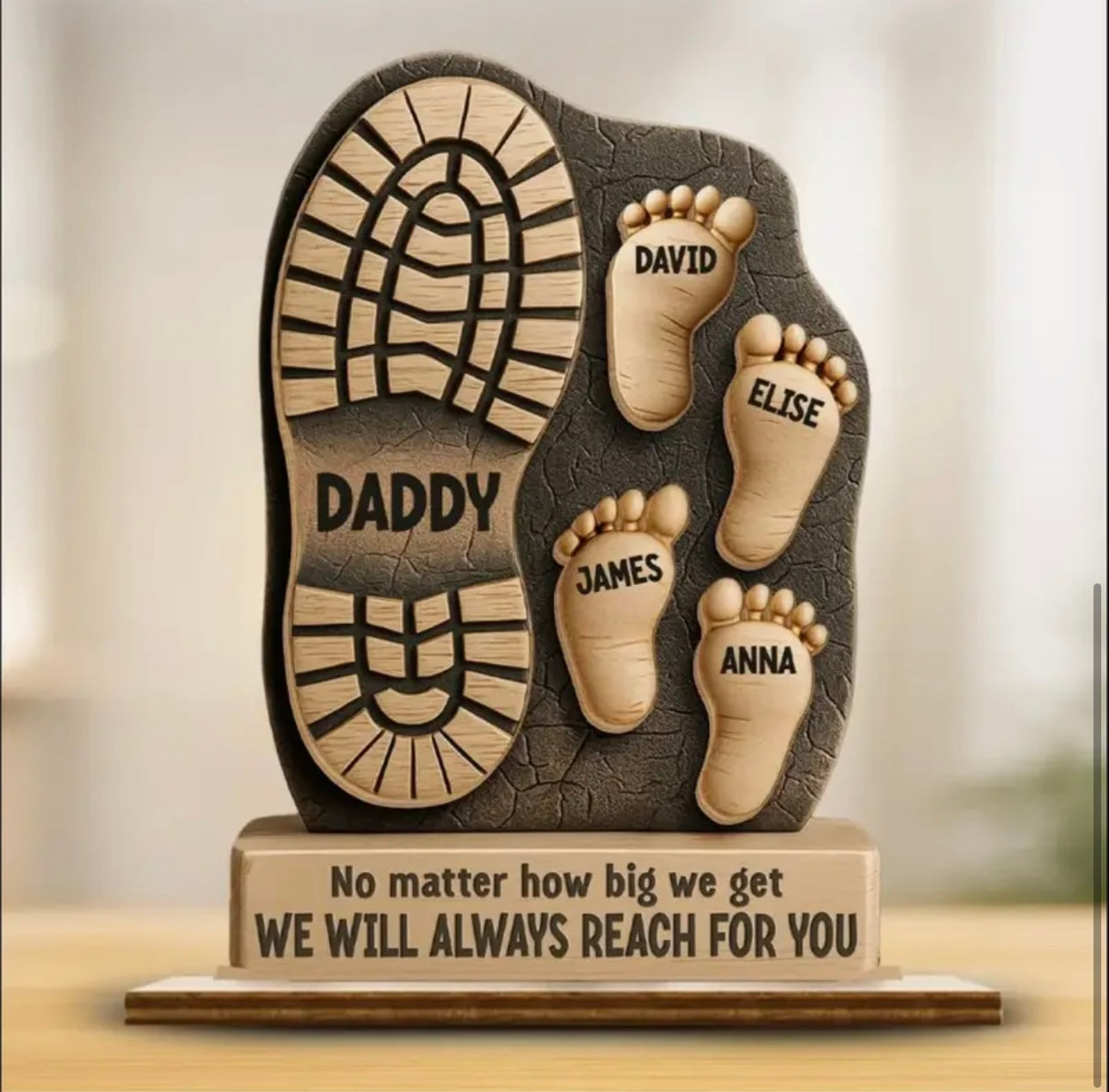 Dad plaque with footprints