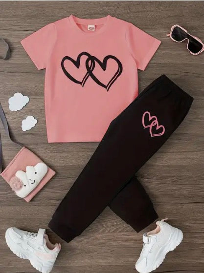 2 pc girls love heart