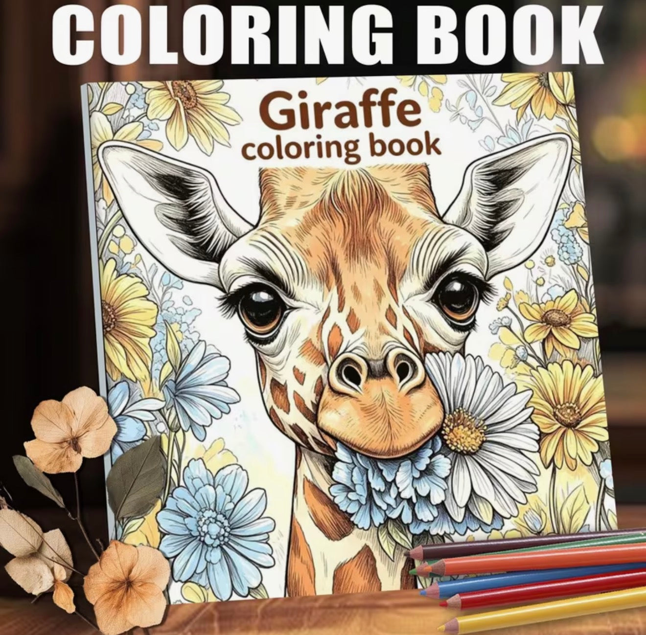 Giraffe Flower Coloring Book