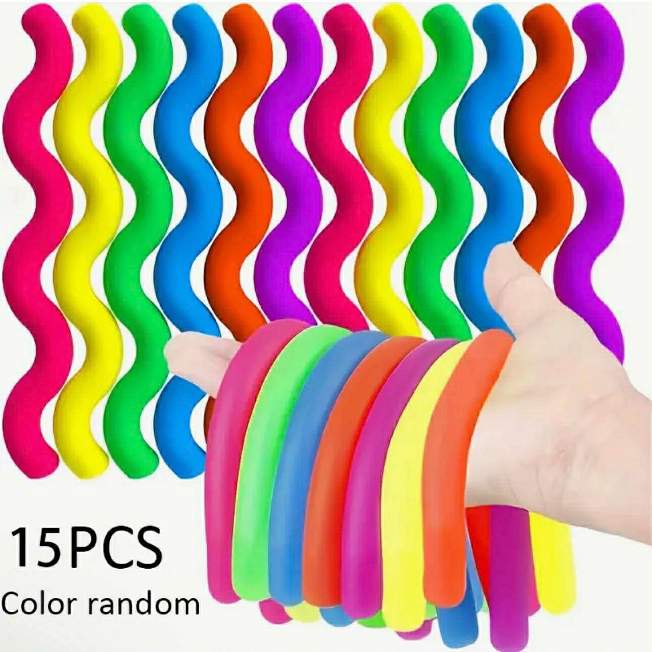 15pcs Macaron-Colored Simulated Elastic Decompression Noodles
