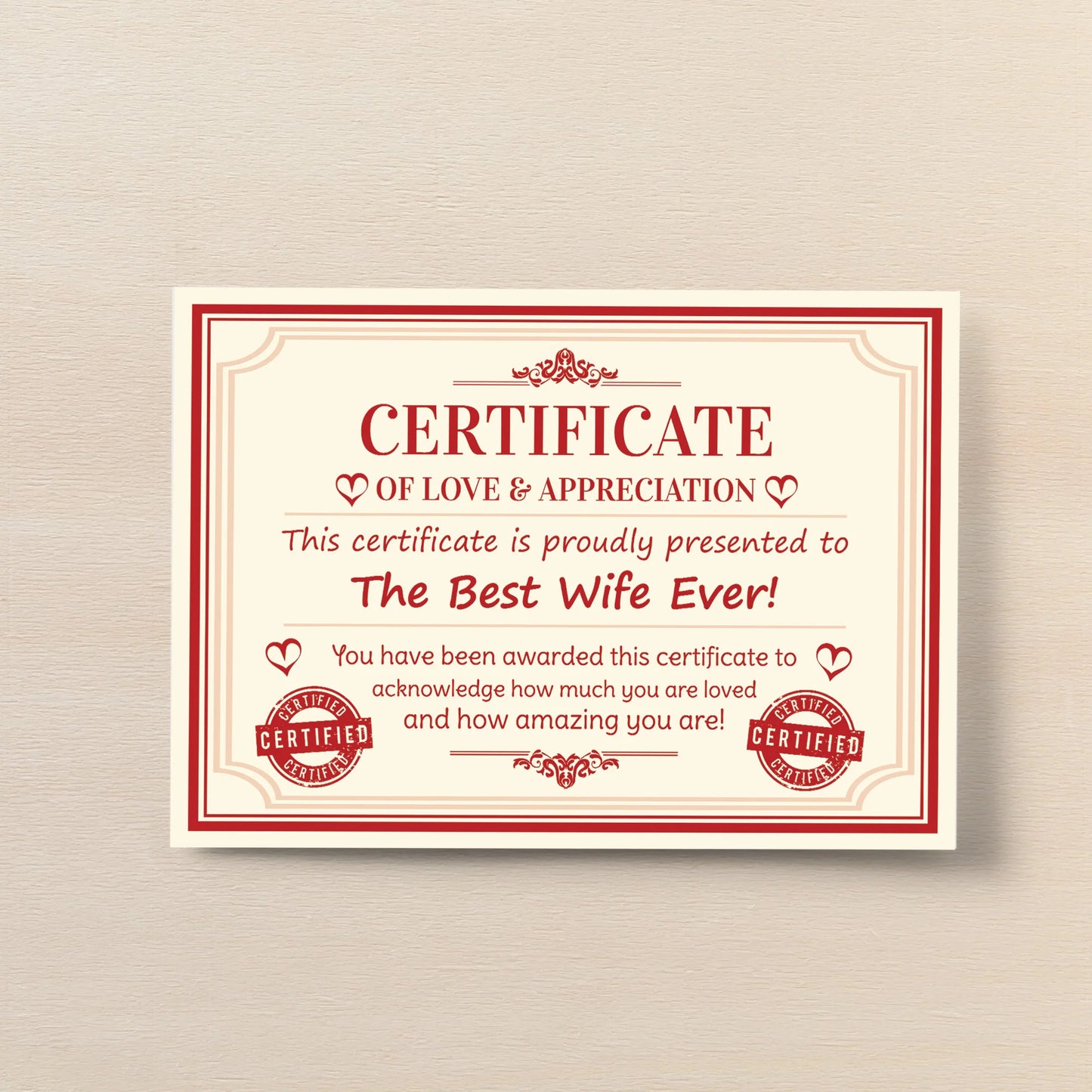 Best Wife Ever Certificate