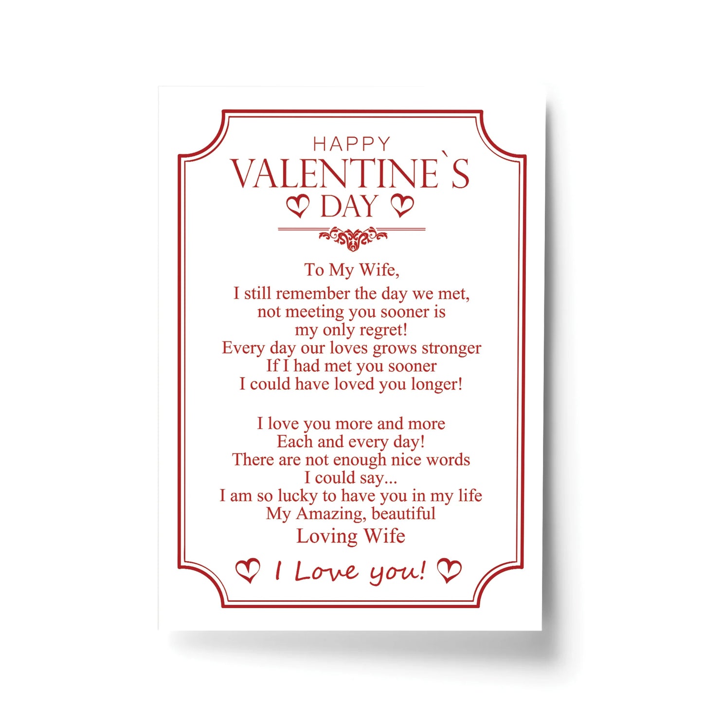 Valentines Day Poem A4 Wall Print (Wife)