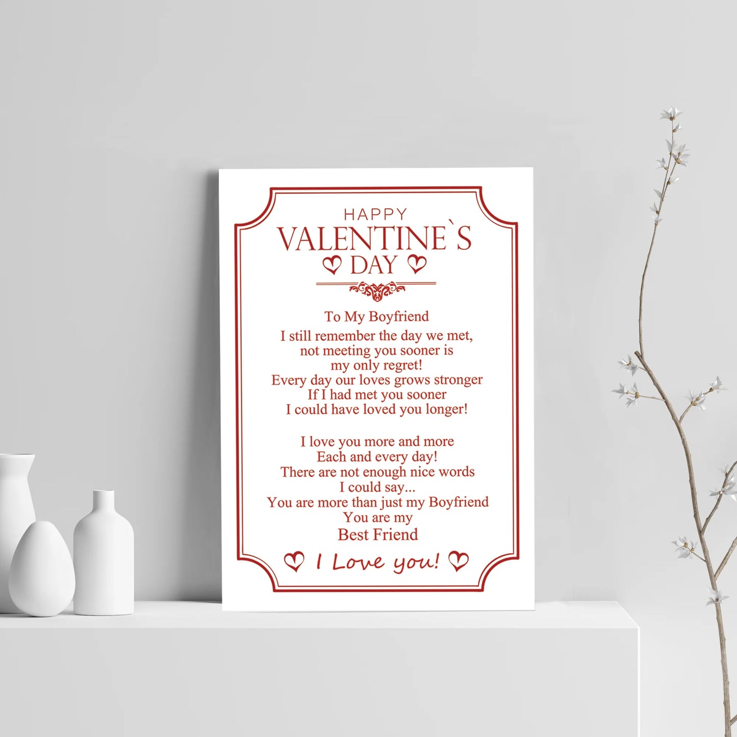 Boyfriend A4 POEM Love Print Valentines Day