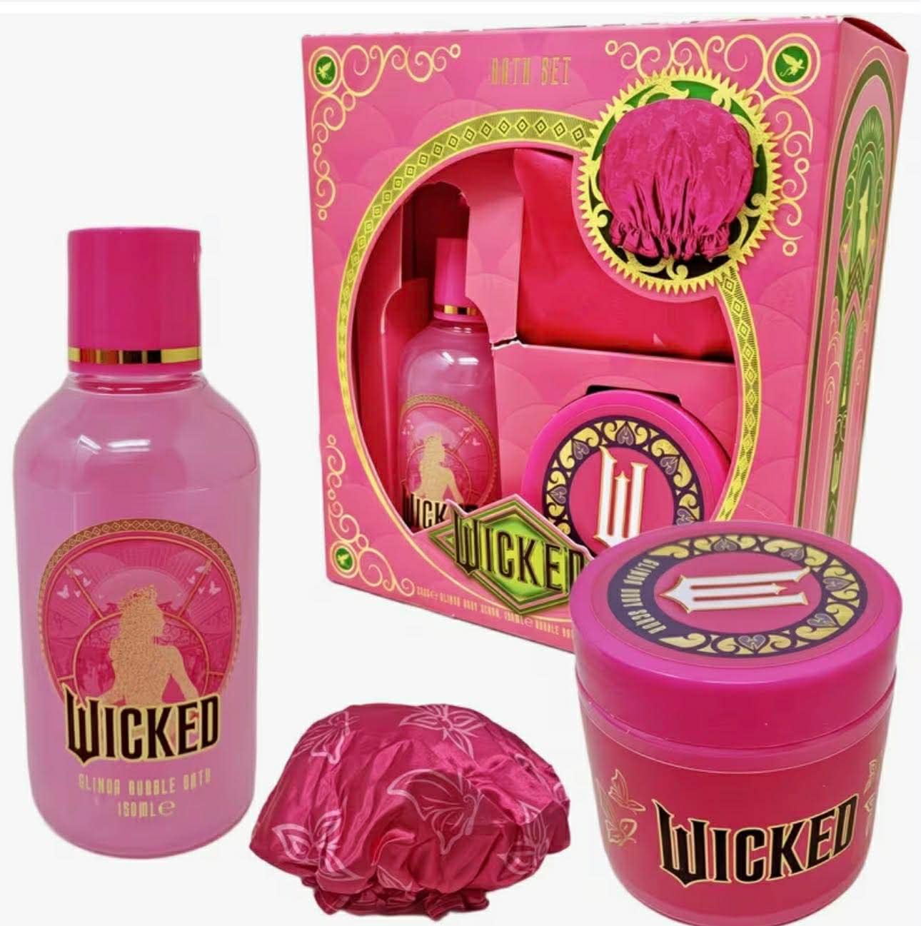 Wicked Glinda Bath Gift Set – Pink Bubble Bath, Body Butter & Shower Cap