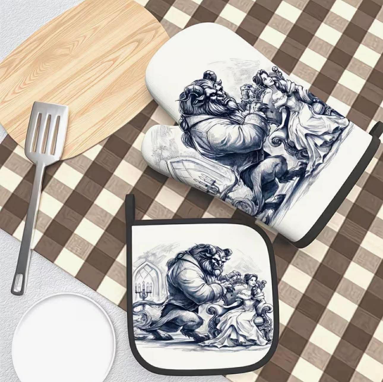 Beauty and the beast oven gloves