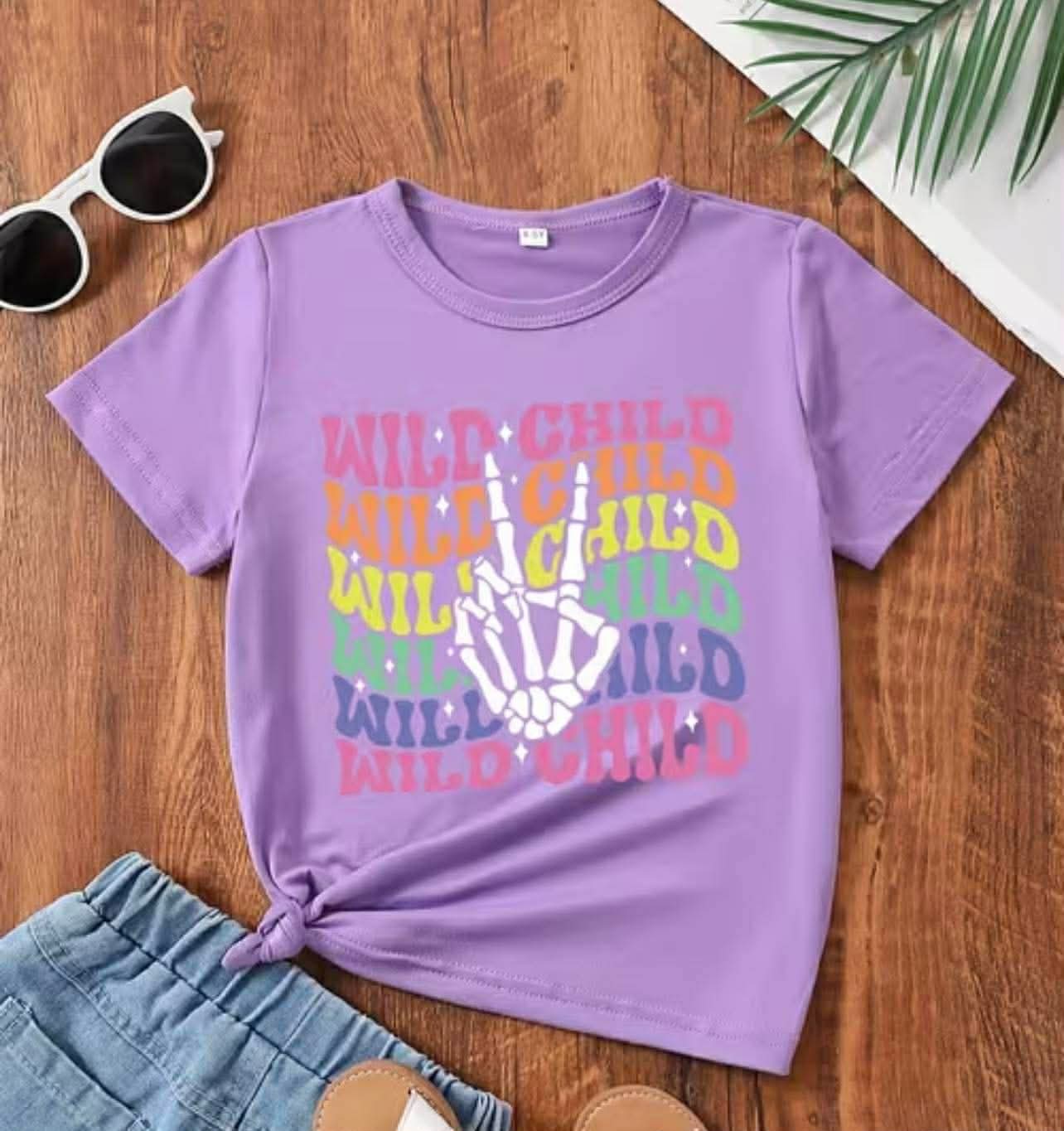Girls "Letter Skull Finger Peace Sign" Print T-Shirt